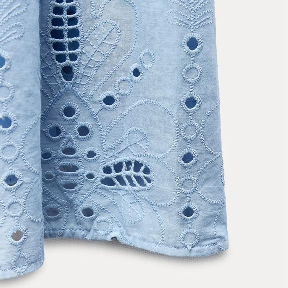 ZARA BLOGGERS FAVORITE EMBROIDERED EYELET MIDI SKIRT - Picture 12 of 16